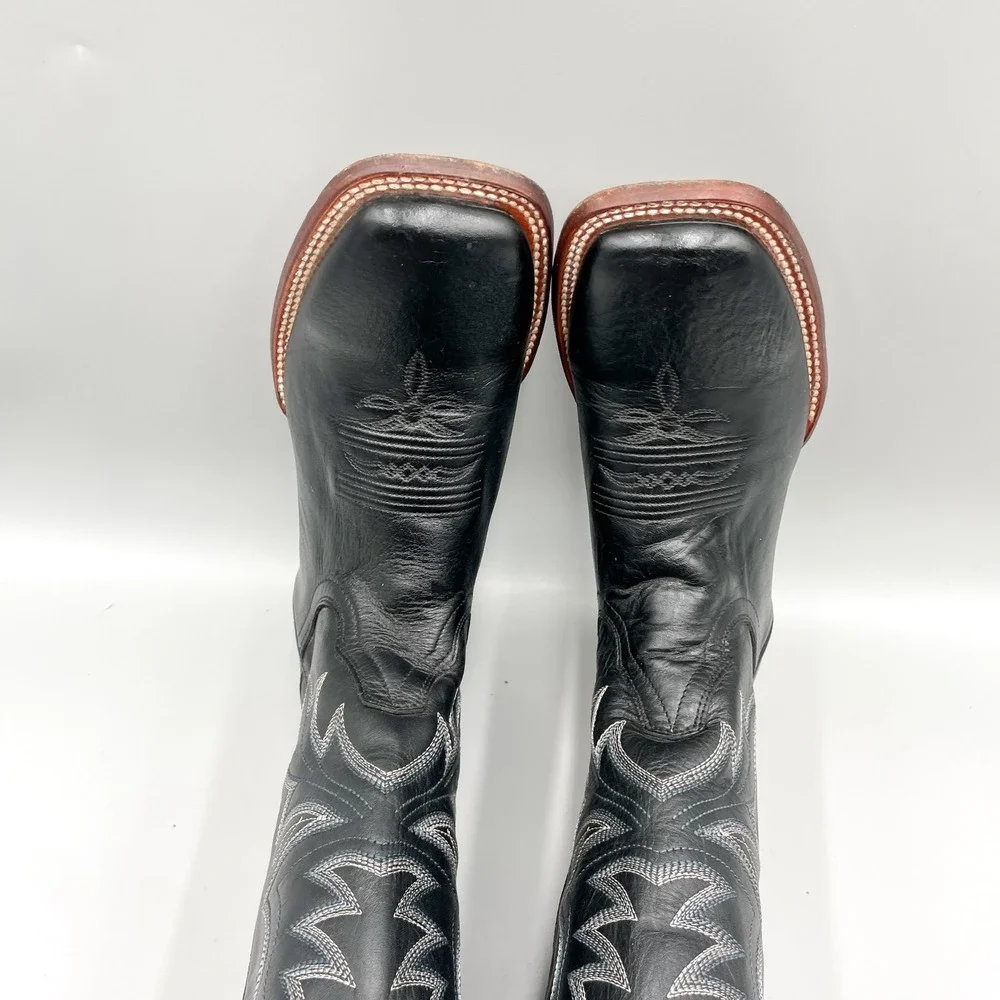 Shyanne Womens 8.5B Black Leather Square Toe Western Cowboy Ranch Rodeo Country